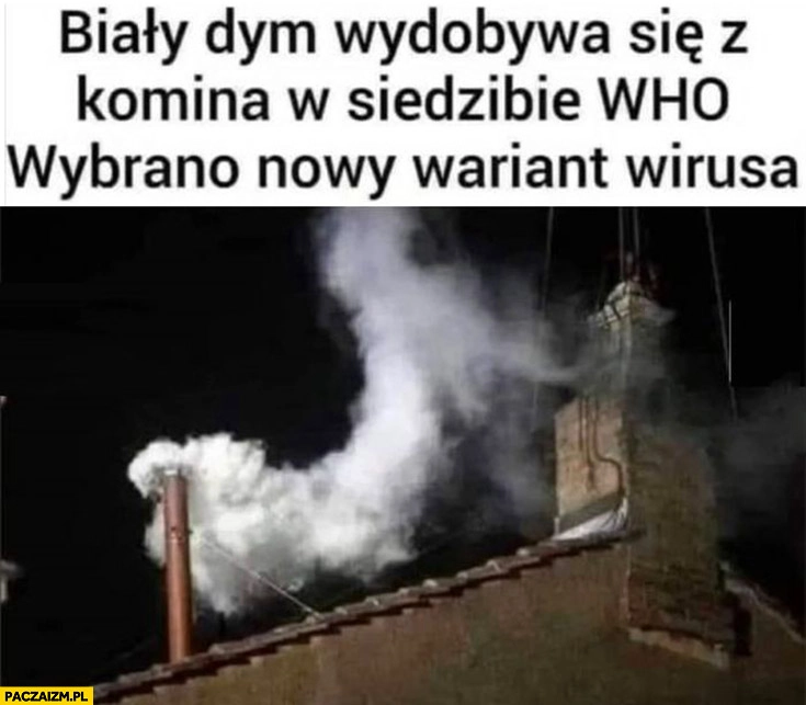 
    Biały dym wydobywa się z komina w siedzibie who wybrano nowy wariant wirusa