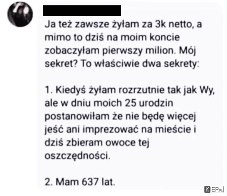 
    Wzór na zostanie milionerem