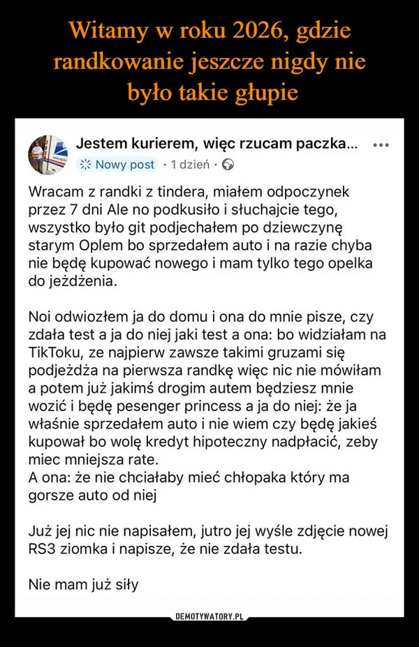 
    Witamy w roku 2026, gdzie randkowanie jeszcze nigdy nie było takie głupie