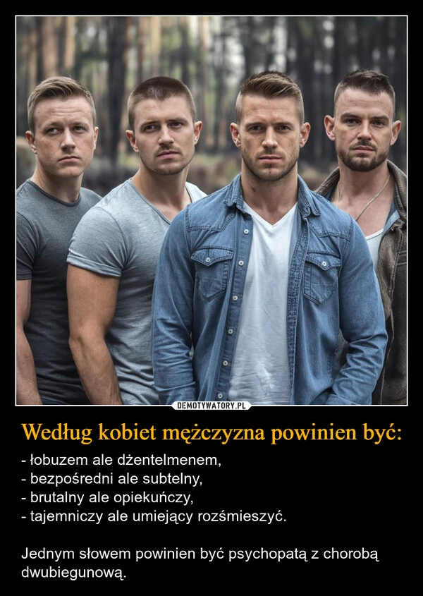 
    Według kobiet mężczyzna powinien być: