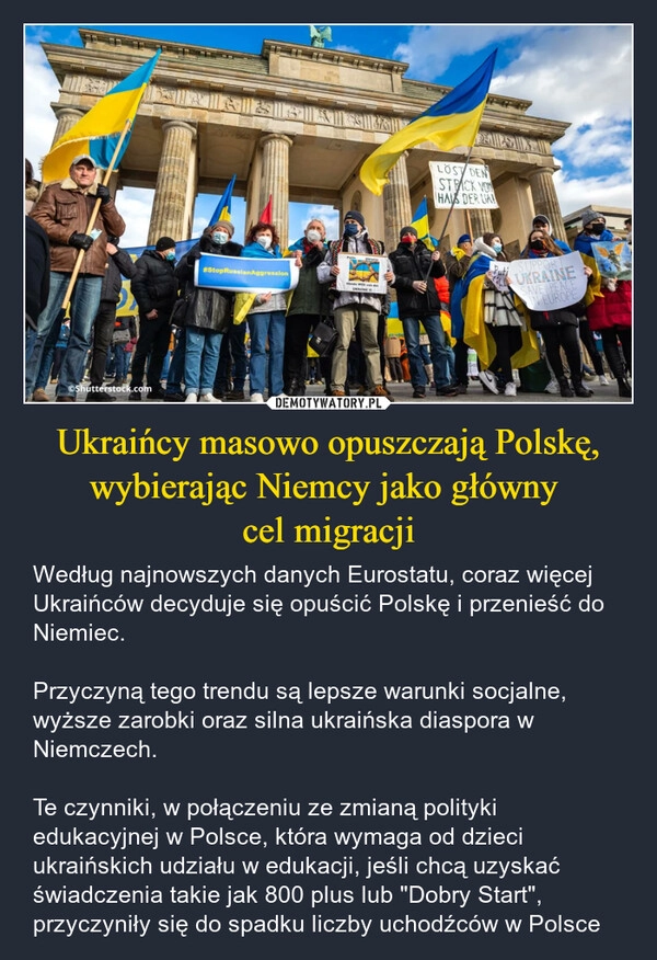 
    Ukraińcy masowo opuszczają Polskę, wybierając Niemcy jako główny 
cel migracji