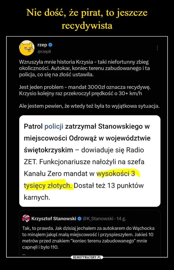 
    Nie dość, że pirat, to jeszcze recydywista