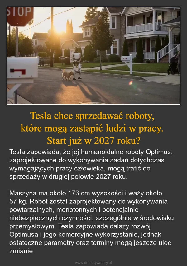 
    Tesla chce sprzedawać roboty, które mogą zastąpić ludzi w pracy. Start już w 2027 roku?