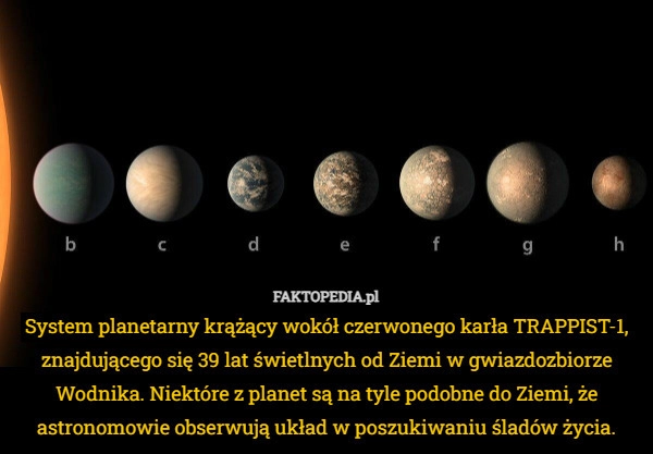 
    System planetarny krążący wokół czerwonego karła TRAPPIST-1, znajdującego