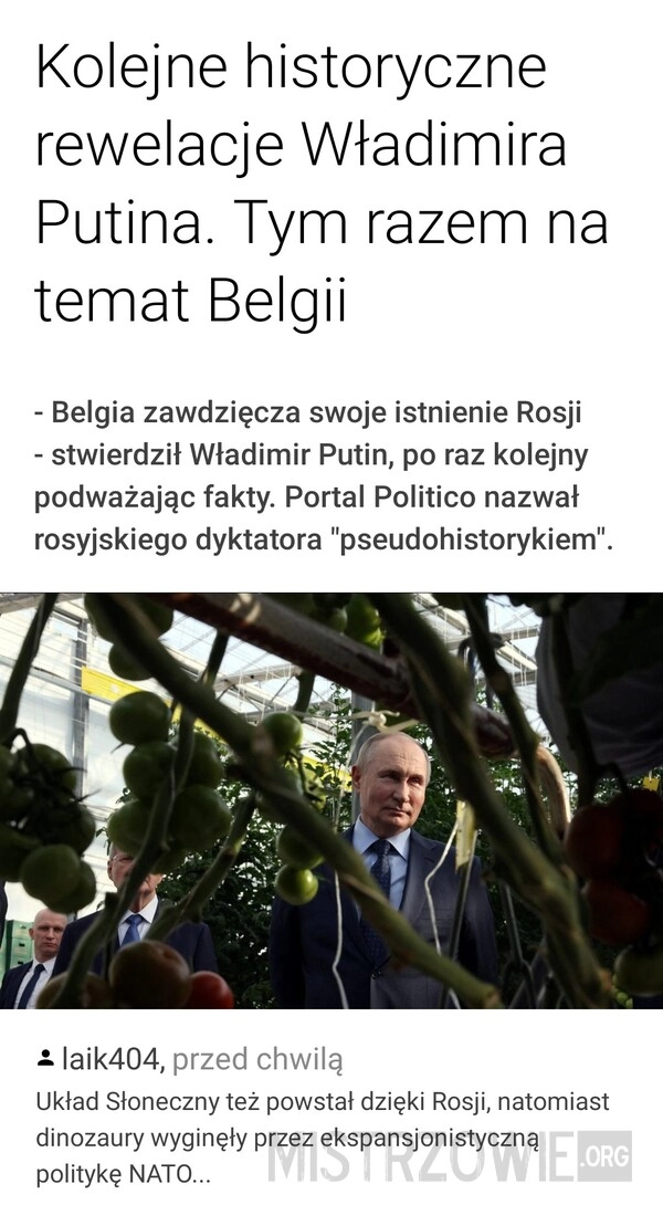 
    Rewelacje Putina