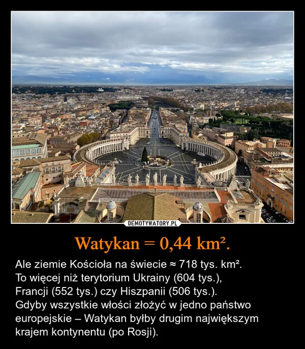 
    Watykan = 0,44 km².