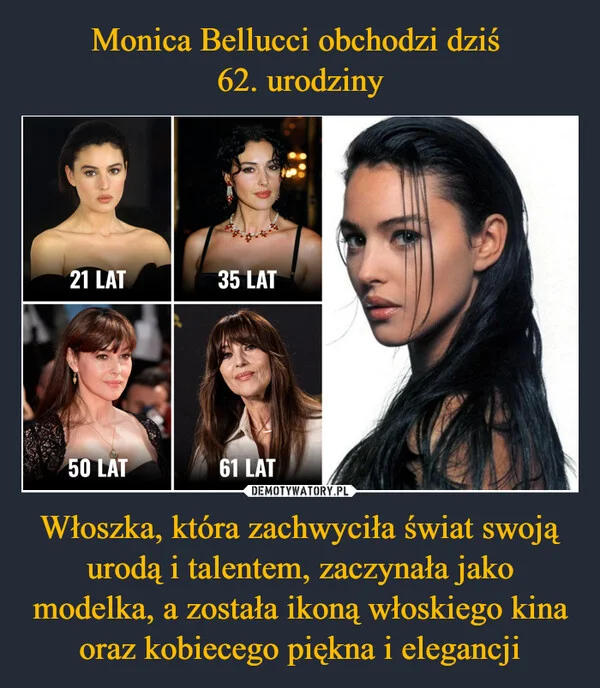 Monica Bellucci obchodzi dziś 62. urodziny Włoszka, która zachwyciła świat swoją urodą i talentem, zaczynała jako modelka, a została ikoną włoskiego kina oraz kobiecego piękna i elegancji