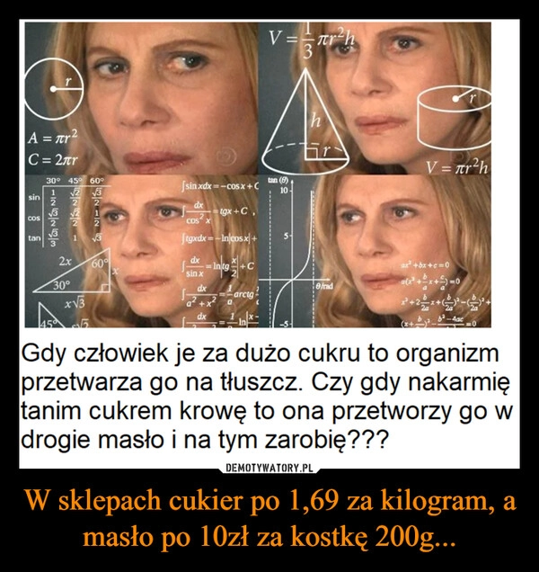 
    W sklepach cukier po 1,69 za kilogram, a masło po 10zł za kostkę 200g...