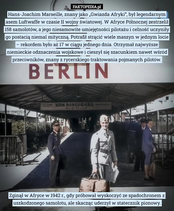 
    Hans-Joachim Marseille, znany jako „Gwiazda Afryki”, był legendarnym asem