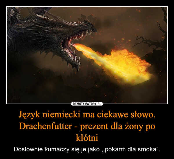 
    Język niemiecki ma ciekawe słowo. Drachenfutter - prezent dla żony po kłótni