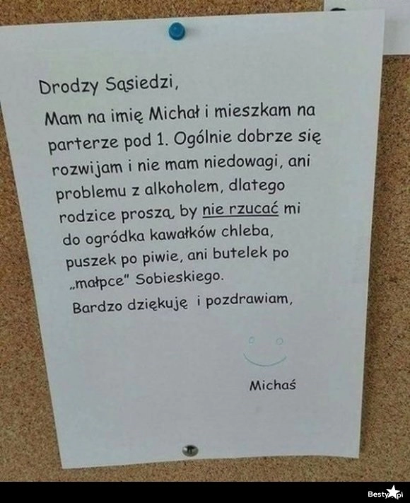 
    Prośba do sąsiadów 