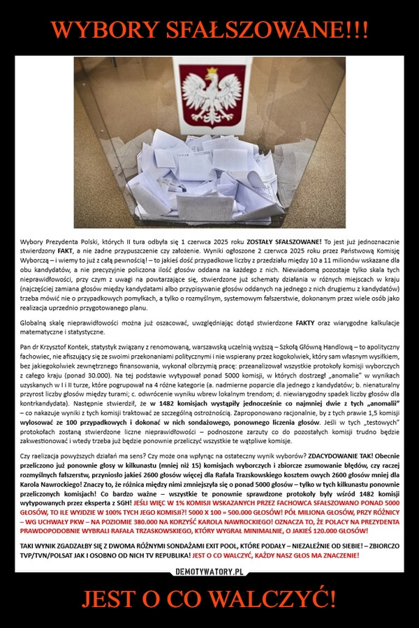 
    WYBORY SFAŁSZOWANE!!! JEST O CO WALCZYĆ!