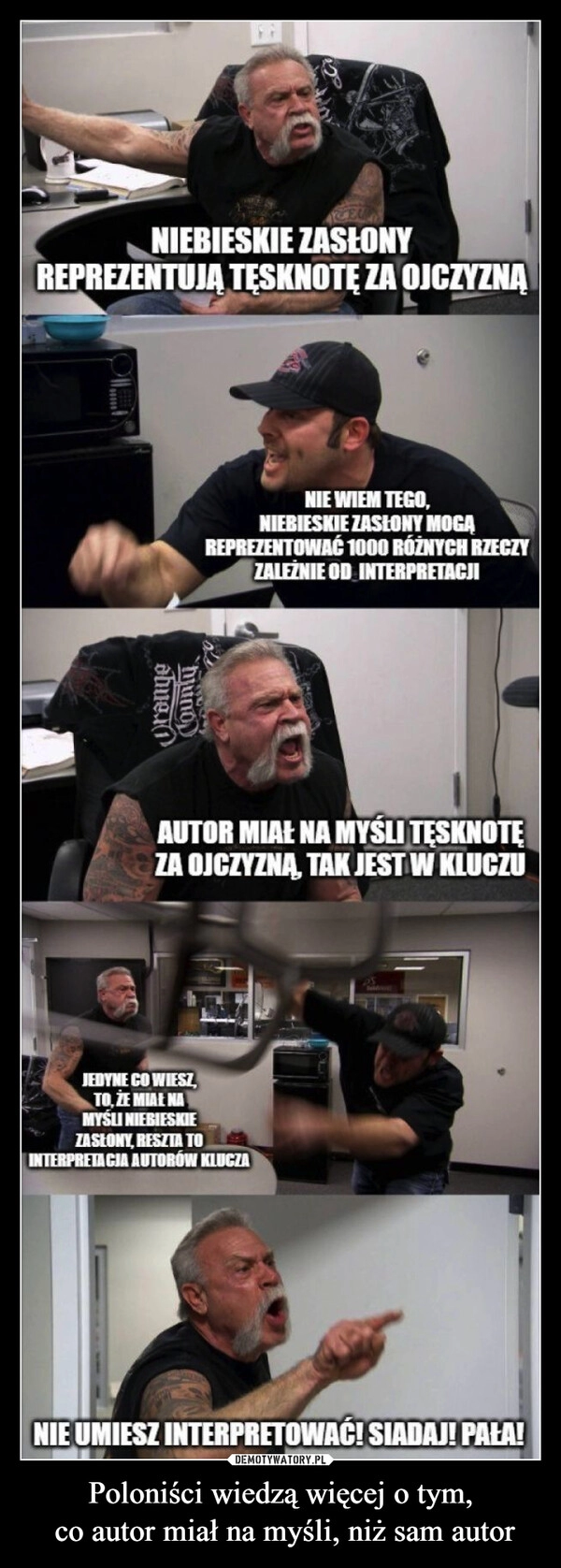 
    Poloniści wiedzą więcej o tym,
 co autor miał na myśli, niż sam autor