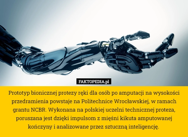 
    Prototyp bionicznej protezy ręki dla osób po amputacji na wysokości przedramienia