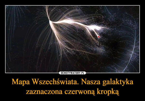 
    Mapa Wszechświata. Nasza galaktyka zaznaczona czerwoną kropką