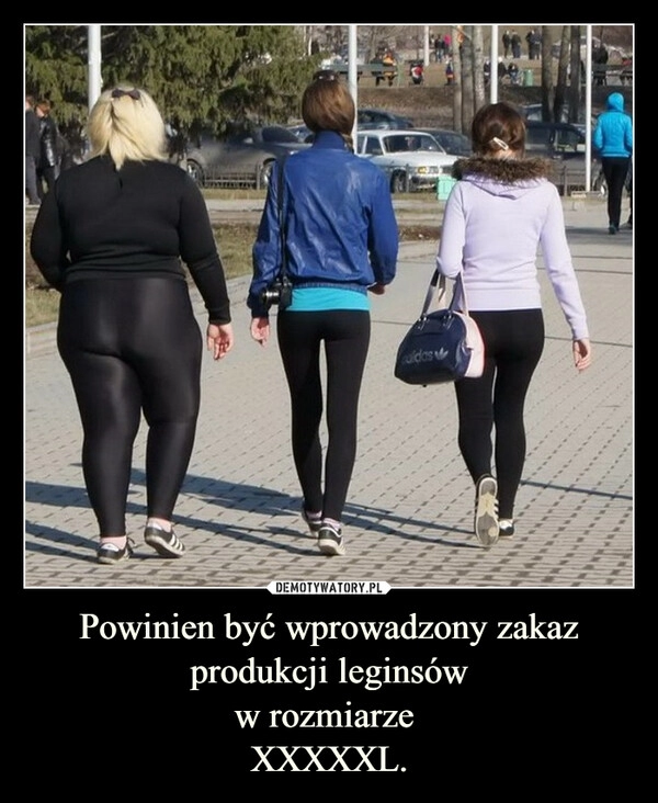 
    Powinien być wprowadzony zakaz produkcji leginsów
w rozmiarze 
XXXXXL.