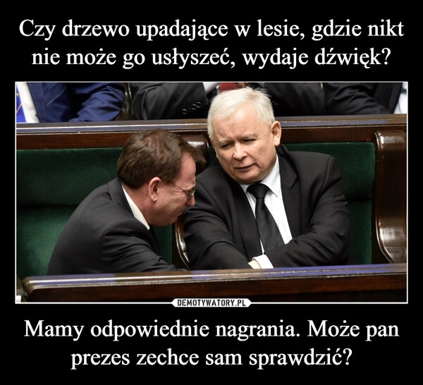 
    Czy drzewo upadające w lesie, gdzie nikt nie może go usłyszeć, wydaje dźwięk? Mamy odpowiednie nagrania. Może pan prezes zechce sam sprawdzić?