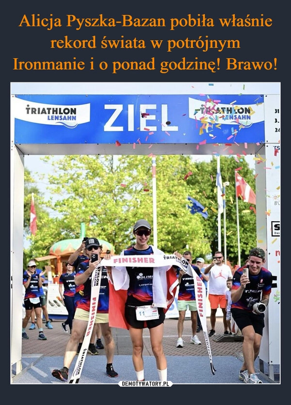 
    Alicja Pyszka-Bazan pobiła właśnie rekord świata w potrójnym Ironmanie i o ponad godzinę! Brawo!