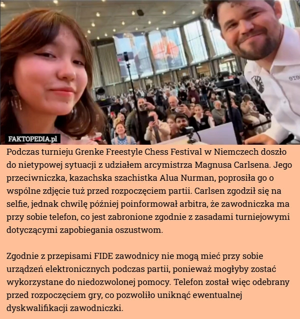 
    Podczas turnieju Grenke Freestyle Chess Festival w Niemczech doszło do nietypowej