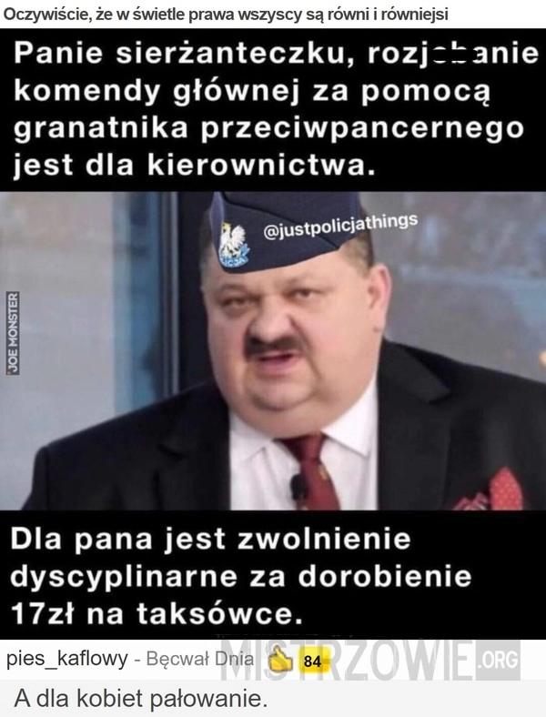 
    
			Oczywiście, że w świetle prawa wszyscy są równi i równiejsi					