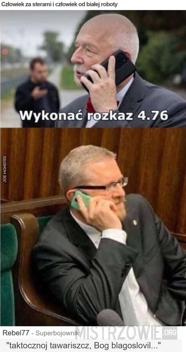 
    Człowiek za sterami i człowiek od białej roboty