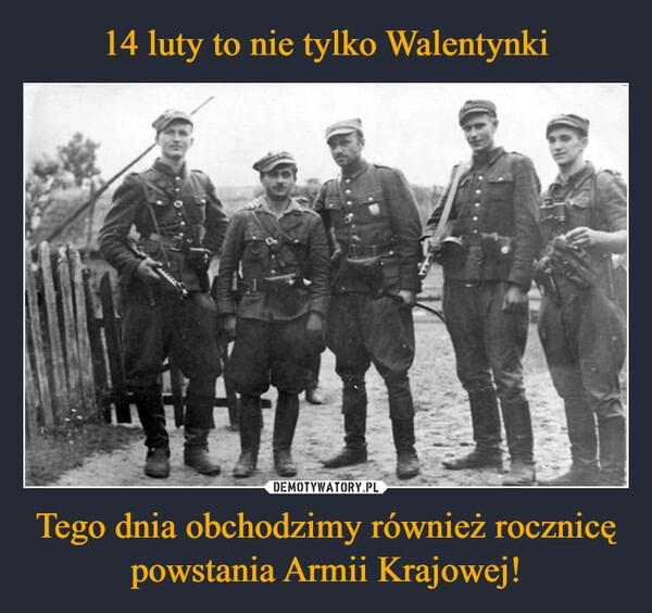 
    14 luty to nie tylko Walentynki Tego dnia obchodzimy również rocznicę powstania Armii Krajowej!