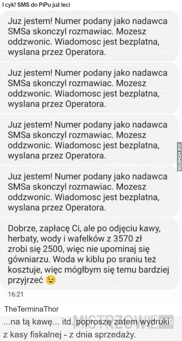 
    I cyk! SMS do PiPu już leci