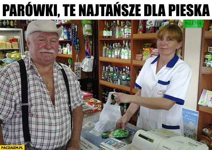 
    Lech Wałęsa kupuje parówki te najtańsze dla pieska