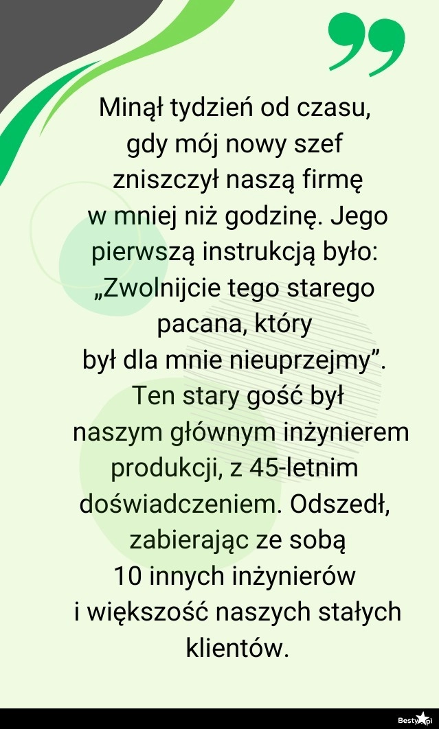 
    Zarządzenie nowego szefa 