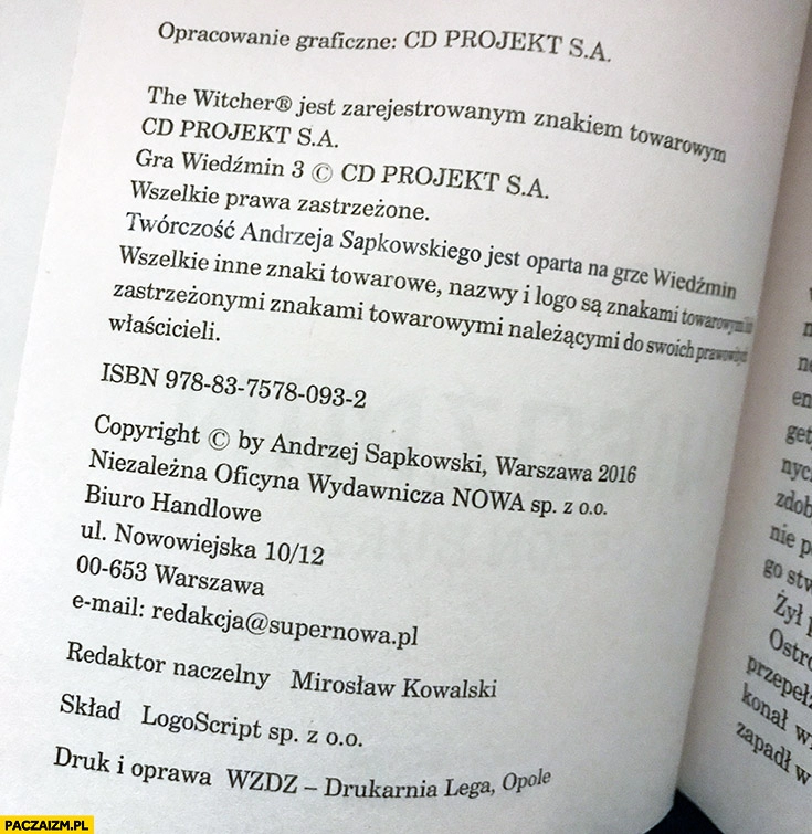 
    Twórczość Andrzeja Sapkowskiego jest oparta na grze Wiedźmin książka cytat