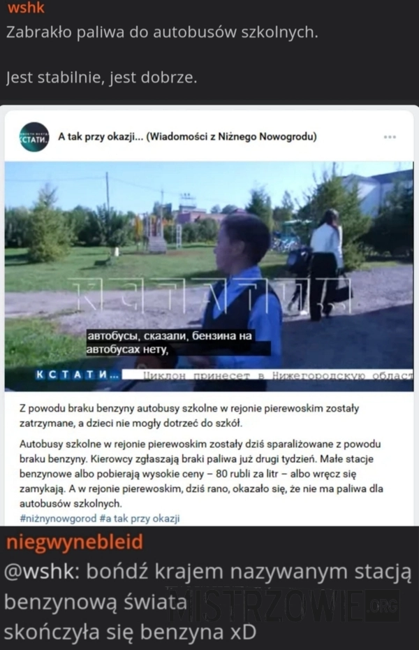 
    Tymczasem w Rosji: