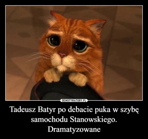 
    Tadeusz Batyr po debacie puka w szybę samochodu Stanowskiego. Dramatyzowane