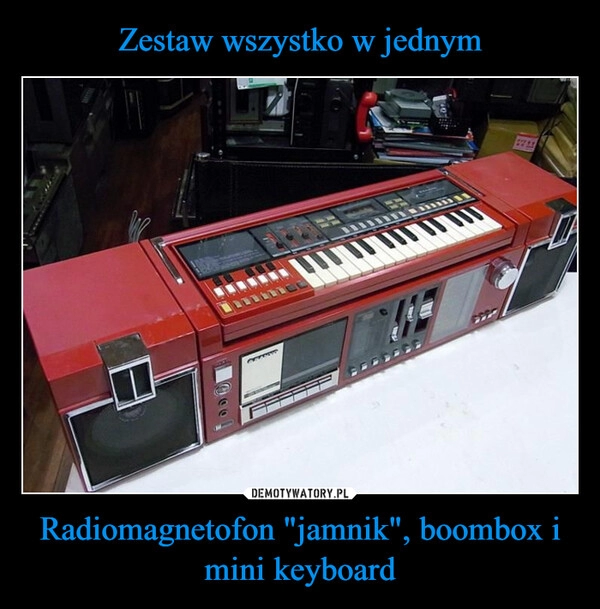 
    Zestaw wszystko w jednym Radiomagnetofon "jamnik", boombox i mini keyboard