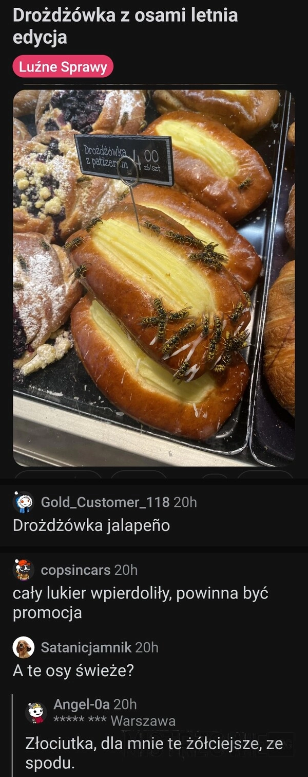 
    Drożdzówka z osami