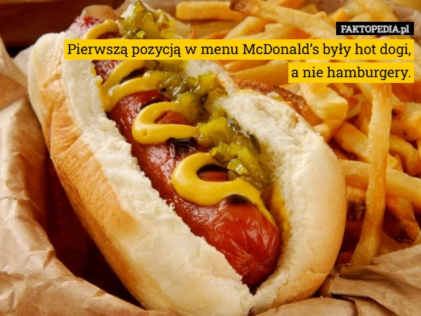 Pierwszą pozycją w menu McDonald’s były hot dogi,
a nie hamburgery.