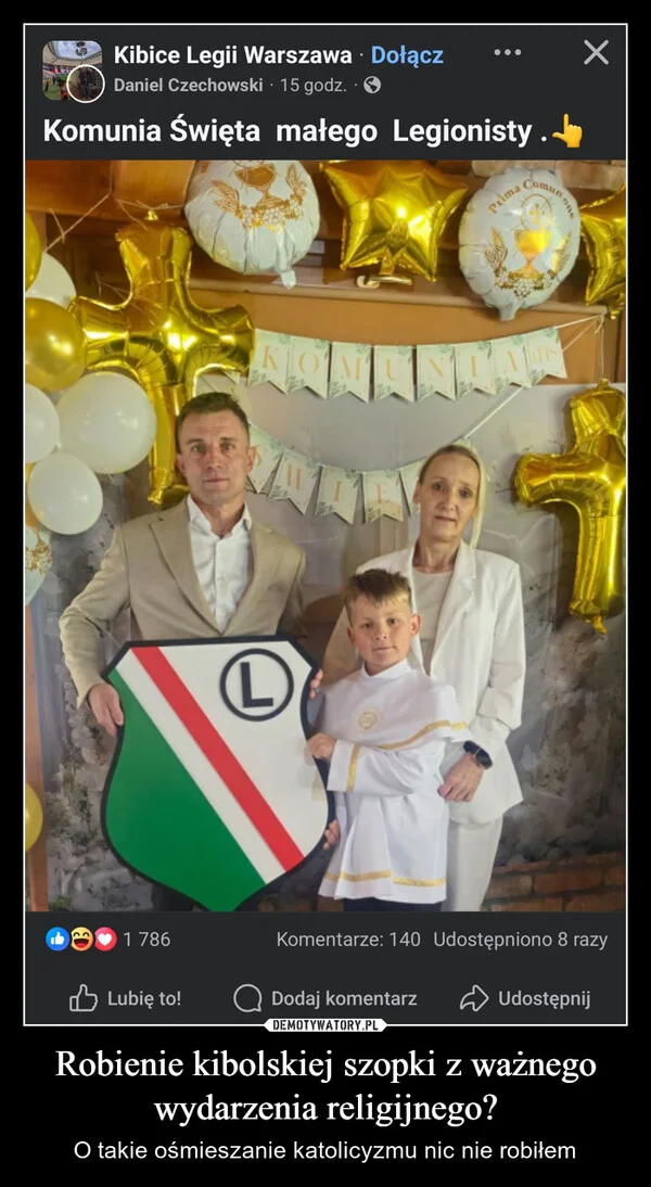 
    Robienie kibolskiej szopki z ważnego wydarzenia religijnego?