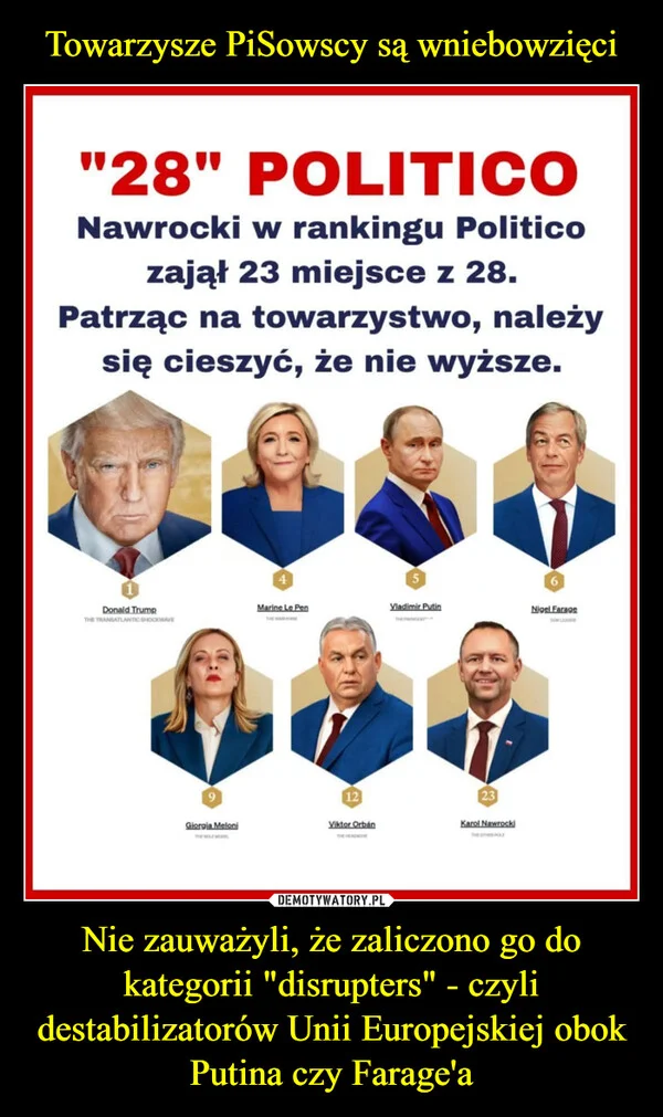 
    Towarzysze PiSowscy są wniebowzięci Nie zauważyli, że zaliczono go do kategorii 