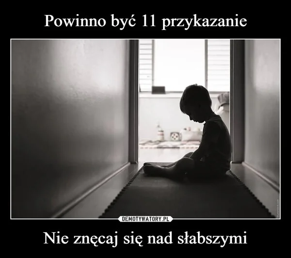 
    Powinno być 11 przykazanie Nie znęcaj się nad słabszymi