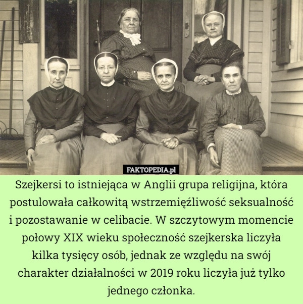 
    Szejkersi to istniejąca w Anglii grupa religijna, która postulowała całkowitą