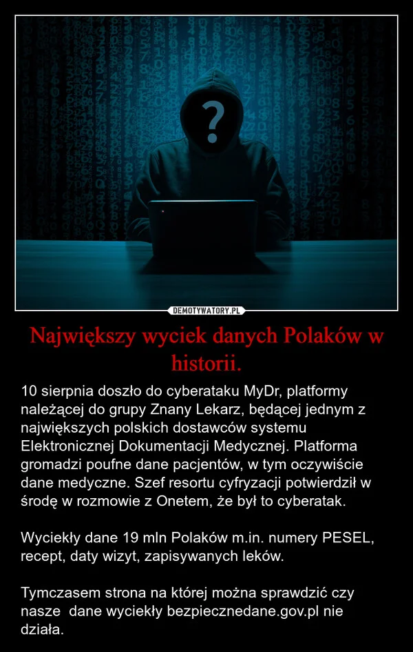 
    Największy wyciek danych Polaków w historii.