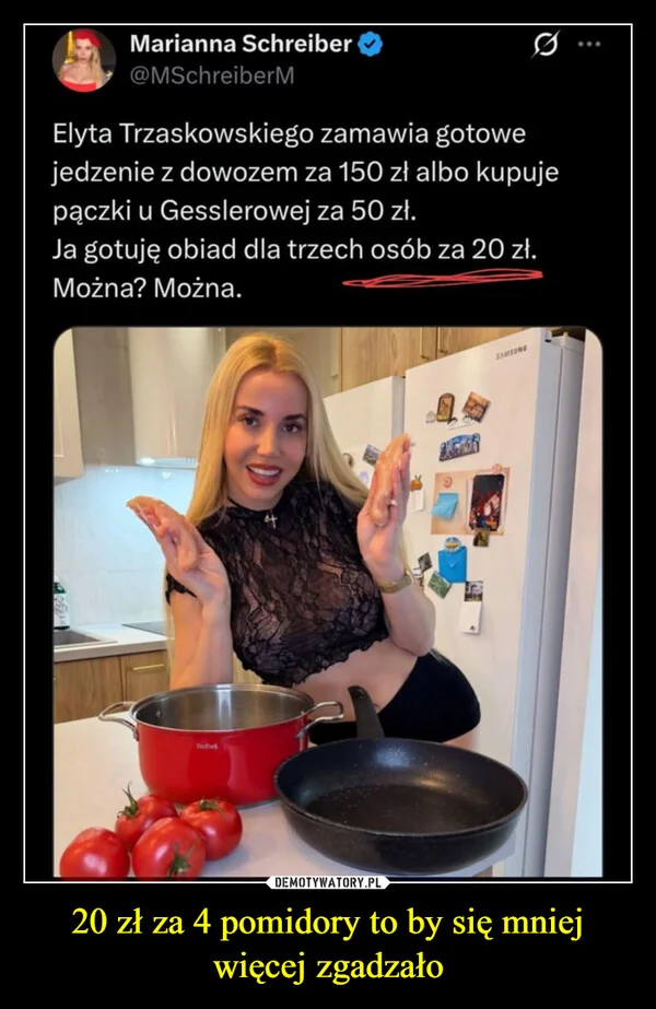 
    20 zł za 4 pomidory to by się mniej więcej zgadzało