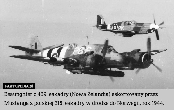 
    Beaufighter z 489. eskadry (Nowa Zelandia) eskortowany przez Mustanga z