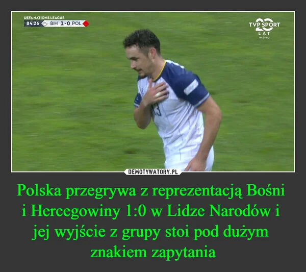 Polska przegrywa z reprezentacją Bośni i Hercegowiny 1:0 w Lidze Narodów i jej wyjście z grupy stoi pod dużym znakiem zapytania