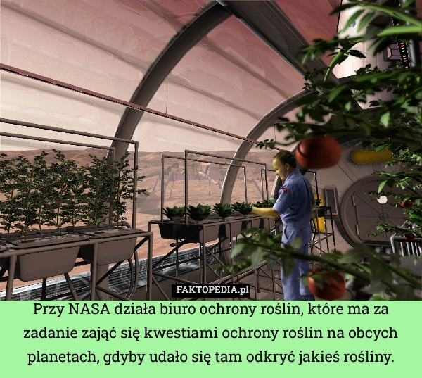 Przy NASA działa biuro ochrony roślin, które ma za zadanie zająć się kwestiami