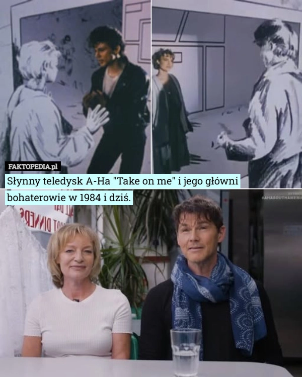 
    Słynny teledysk A-Ha "Take on me" i jego główni bohaterowie w