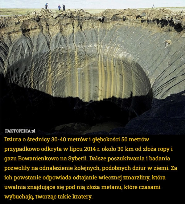 
    Dziura o średnicy 30-40 metrów i głębokości 50 metrów przypadkowo odkryta