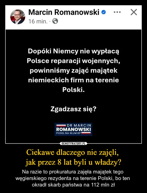 
    Ciekawe dlaczego nie zajęli, jak przez 8 lat byli u władzy?
