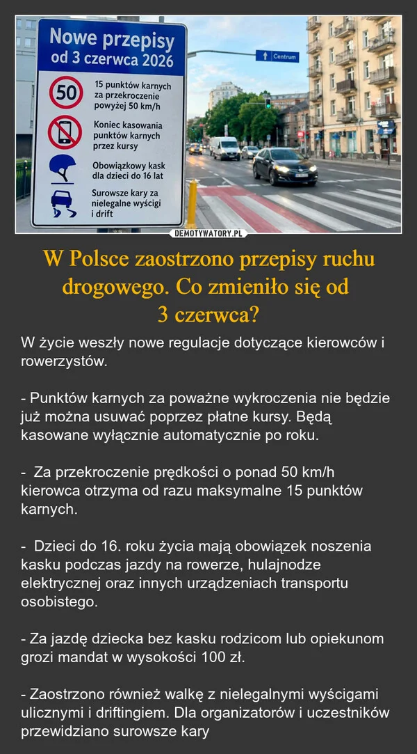 W Polsce zaostrzono przepisy ruchu drogowego. Co zmieniło się od 3 czerwca?