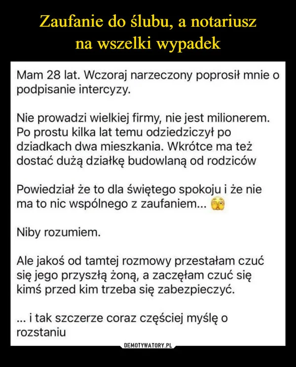 Zaufanie do ślubu, a notariusz na wszelki wypadek