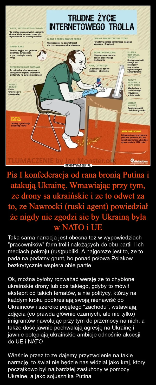 
    Pis I konfederacja od rana bronią Putina i atakują Ukrainę. Wmawiając przy tym, ze drony sa ukraińskie i ze to odwet za to, ze Nawrocki (ruski agent) powiedział że nigdy nie zgodzi sie by Ukrainą była w NATO i UE